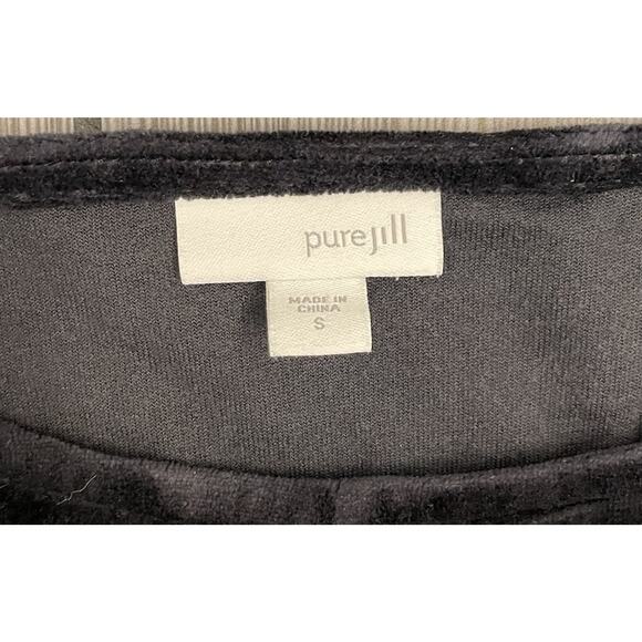 Pure Jill Black Velvet Long Sleeve Dress Size Small Knee Length A-Line RN 97641 - Picture 2 of 4